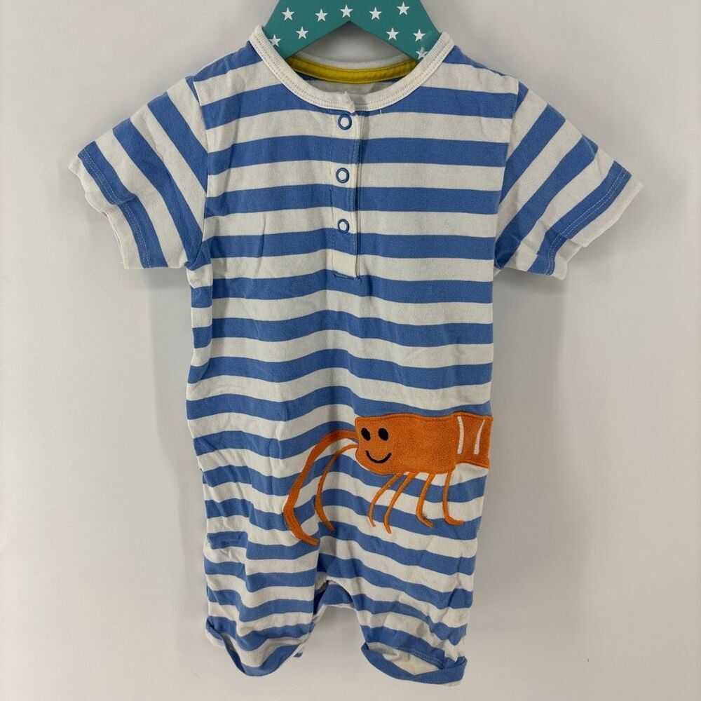 M&S blue white stripe shrimp bodysuit 12-18 mo